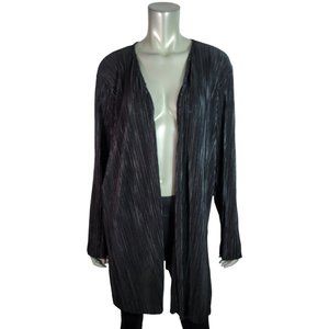 Catherines Top Plus Size 1X 18/20W Open Front Stretch Long‎ Sleeve Casual Black